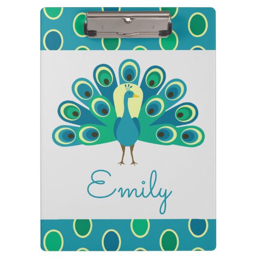Cute Peacock Personalized Klembord (Voorkant)