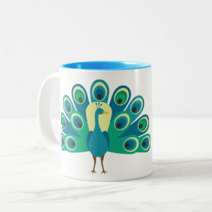 Cute Peacock Personalized Mug Tweekleurige Koffiemok