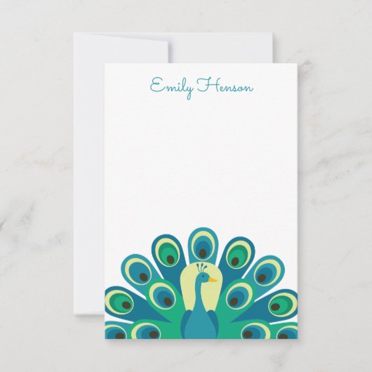 Cute Peacock Personalized Note Cards Bedankkaart (Voorkant)