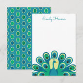 Cute Peacock Personalized Note Cards Bedankkaart (Voorkant / Achterkant)
