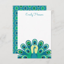 Cute Peacock Personalized Note Cards Bedankkaart