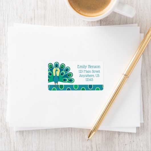 Cute Peacock Return Address Labels (Insitu)