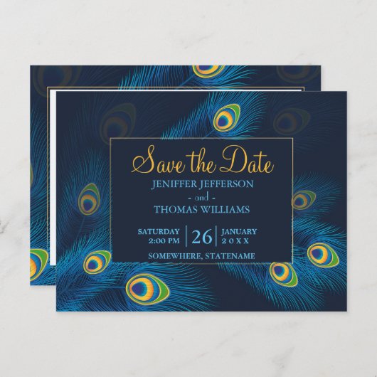 Cute Peacock sparen het datum briefkaart (Voorkant / Achterkant)