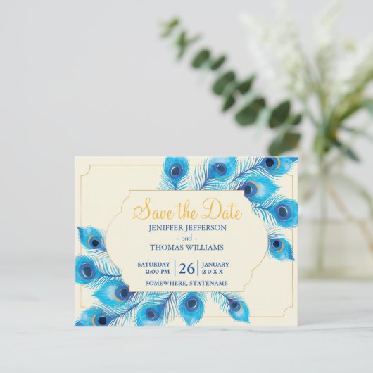 Cute Peacock sparen het datum briefkaart (Staand voorkant)