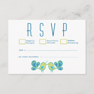 Cute Peacock Tortelduifjes Wedding RSVP-kaarten RSVP Kaartje