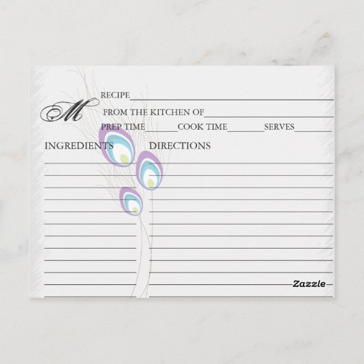 Cute Peacock-veren Ontvangkaarten Briefkaart (Achterkant)