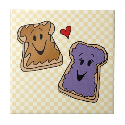 Cute Peanut Butter en Jelly Best Friends Tegeltje (Voorkant)