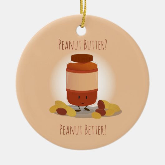 Cute Peanut Butter Jar Nuts Food Keramisch Ornament (Voorkant)