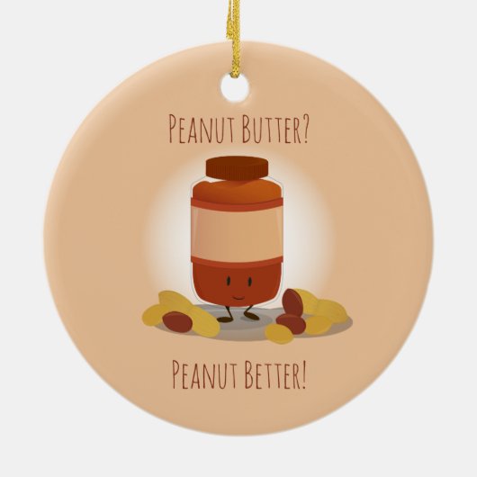 Cute Peanut Butter Jar Nuts Food Keramisch Ornament (Achterkant)