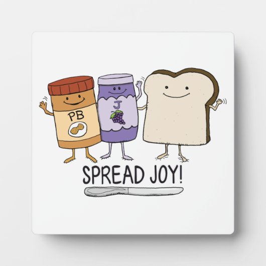 Cute Peanut Butter & Jelly & Bread Spread Joy Fotoplaat (Voorkant)