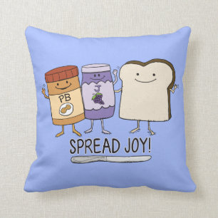 Cute Peanut Butter & Jelly & Bread Spread Joy Kussen