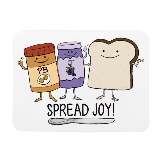 Cute Peanut Butter & Jelly & Bread Spread Joy Magneet (Horizontaal)