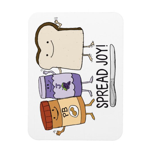 Cute Peanut Butter & Jelly & Bread Spread Joy Magneet (Verticaal)