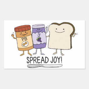 Cute Peanut Butter & Jelly & Bread Spread Joy Rechthoekige Sticker