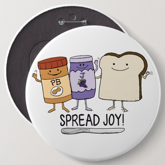 Cute Peanut Butter & Jelly & Bread Spread Joy Ronde Button 6,0 Cm (Voorkant /achterkant)