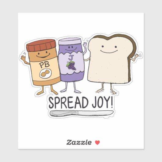 Cute Peanut Butter & Jelly & Bread Spread Joy Sticker (Vel)