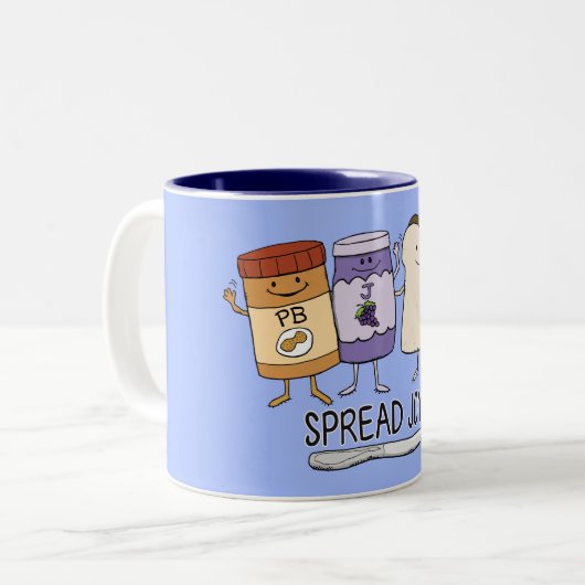 Cute Peanut Butter & Jelly & Bread Spread Joy Tweekleurige Koffiemok (Voorkant links)