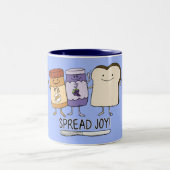 Cute Peanut Butter & Jelly & Bread Spread Joy Tweekleurige Koffiemok (Center)