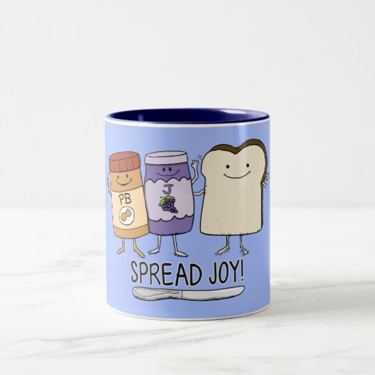 Cute Peanut Butter & Jelly & Bread Spread Joy Tweekleurige Koffiemok (Center)
