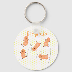 Cute peanut cartoon illustratie gele poka dots sleutelhanger