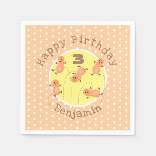 Cute peanut cartoon illustratie oranje polka stip servet