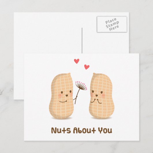 Cute Peanuts Nuts Over You Pun Love Humor Briefkaart (Voorkant / Achterkant)