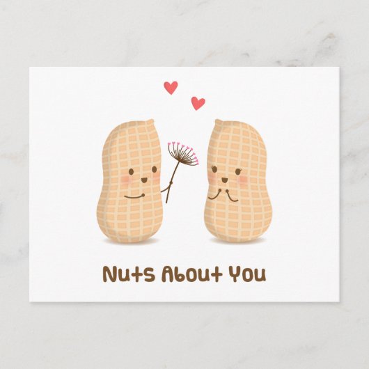 Cute Peanuts Nuts Over You Pun Love Humor Briefkaart (Voorkant)