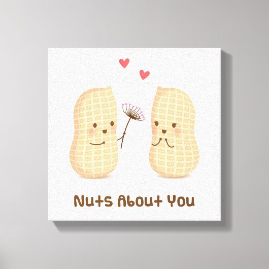 Cute Peanuts Nuts Over You Pun Love Humor Canvas Afdruk (Voorkant)