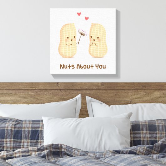 Cute Peanuts Nuts Over You Pun Love Humor Canvas Afdruk (Insitu (Slaapkamer))