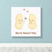 Cute Peanuts Nuts Over You Pun Love Humor Canvas Afdruk (Insitu (Houten vloer))