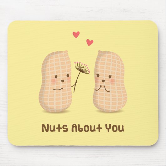 Cute Peanuts Nuts Over You Pun Love Humor Muismat (Voorkant)