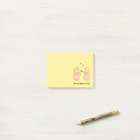 Cute Peanuts Nuts Over You Pun Love Humor Post-it® Notes (Op bureau)