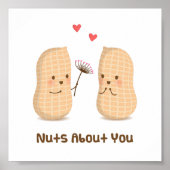 Cute Peanuts Nuts Over You Pun Love Humor Poster (Voorkant)