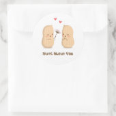 Cute Peanuts Nuts Over You Pun Love Humor Ronde Sticker (Tas)
