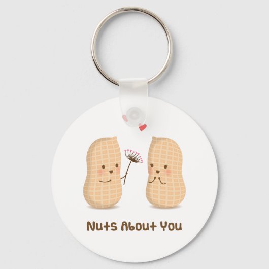 Cute Peanuts Nuts Over You Pun Love Humor Sleutelhanger (Voorkant)