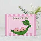 Cute Peapod Twin Girls Pink Stripe Kaart (Staand voorkant)