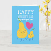 Cute Pear Fruit Pun Cartoon Happy Moederdag Kaart (Gele Bloem)
