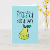 Cute Pear Fruit Pun Funny Pearfect Birthday Kaart (Gele Bloem)