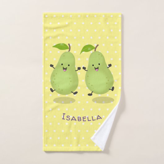 Cute pear pair cartoon illustratie bad handdoek (Handdoek)