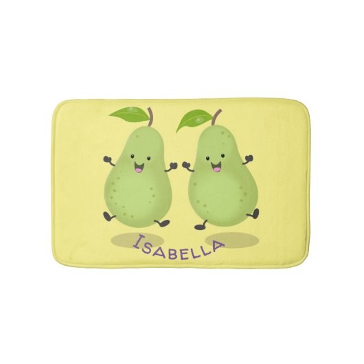 Cute pear pair cartoon illustratie badmat (Voorkant)
