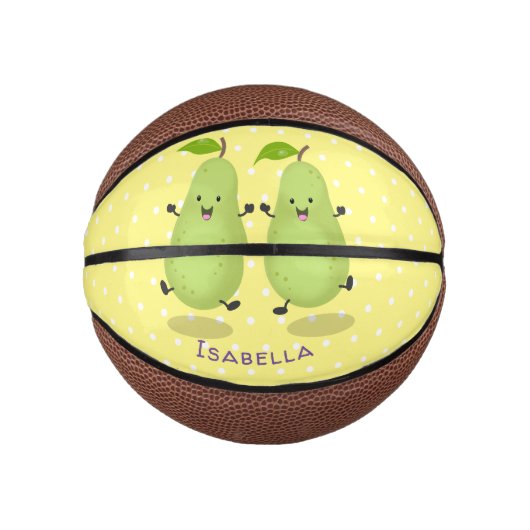Cute pear pair cartoon illustratie basketbal (Voorkant)