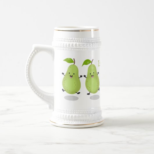 Cute pear pair cartoon illustratie bierpul (Links)