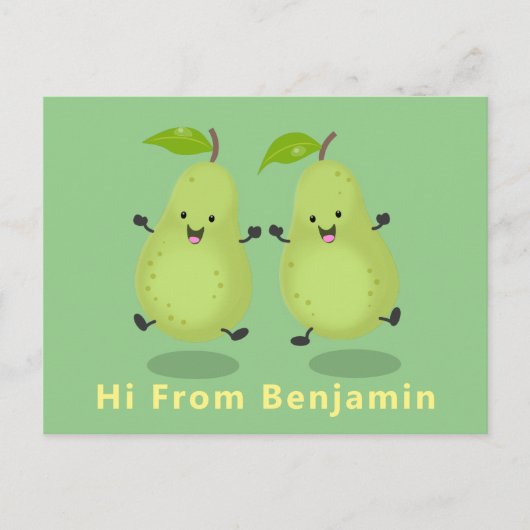Cute pear pair cartoon illustratie briefkaart (Voorkant)
