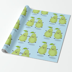 Cute pear pair cartoon illustratie cadeaupapier