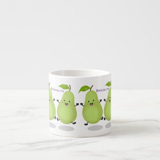 Cute pear pair cartoon illustratie espresso kop (Voorkant)