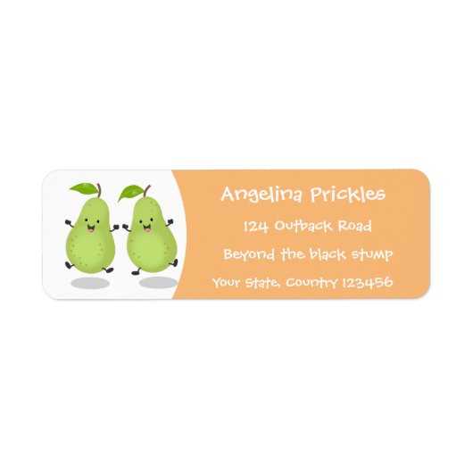 Cute pear pair cartoon illustratie etiket (Voorkant)