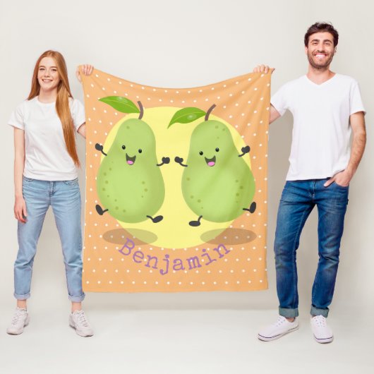 Cute pear pair cartoon illustratie fleece deken (In situ)
