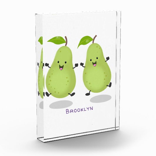 Cute pear pair cartoon illustratie fotoblokken (Links)