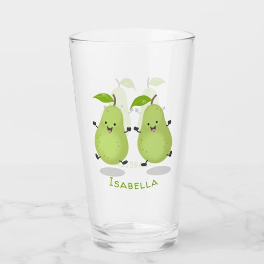 Cute pear pair cartoon illustratie glas (Achterkant)