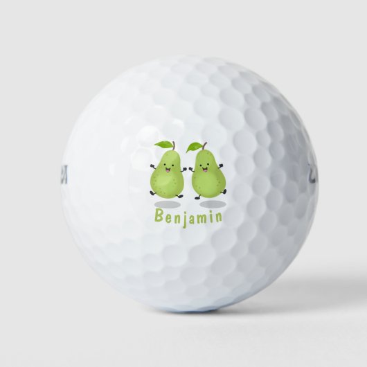 Cute pear pair cartoon illustratie golfballen (Voorkant)